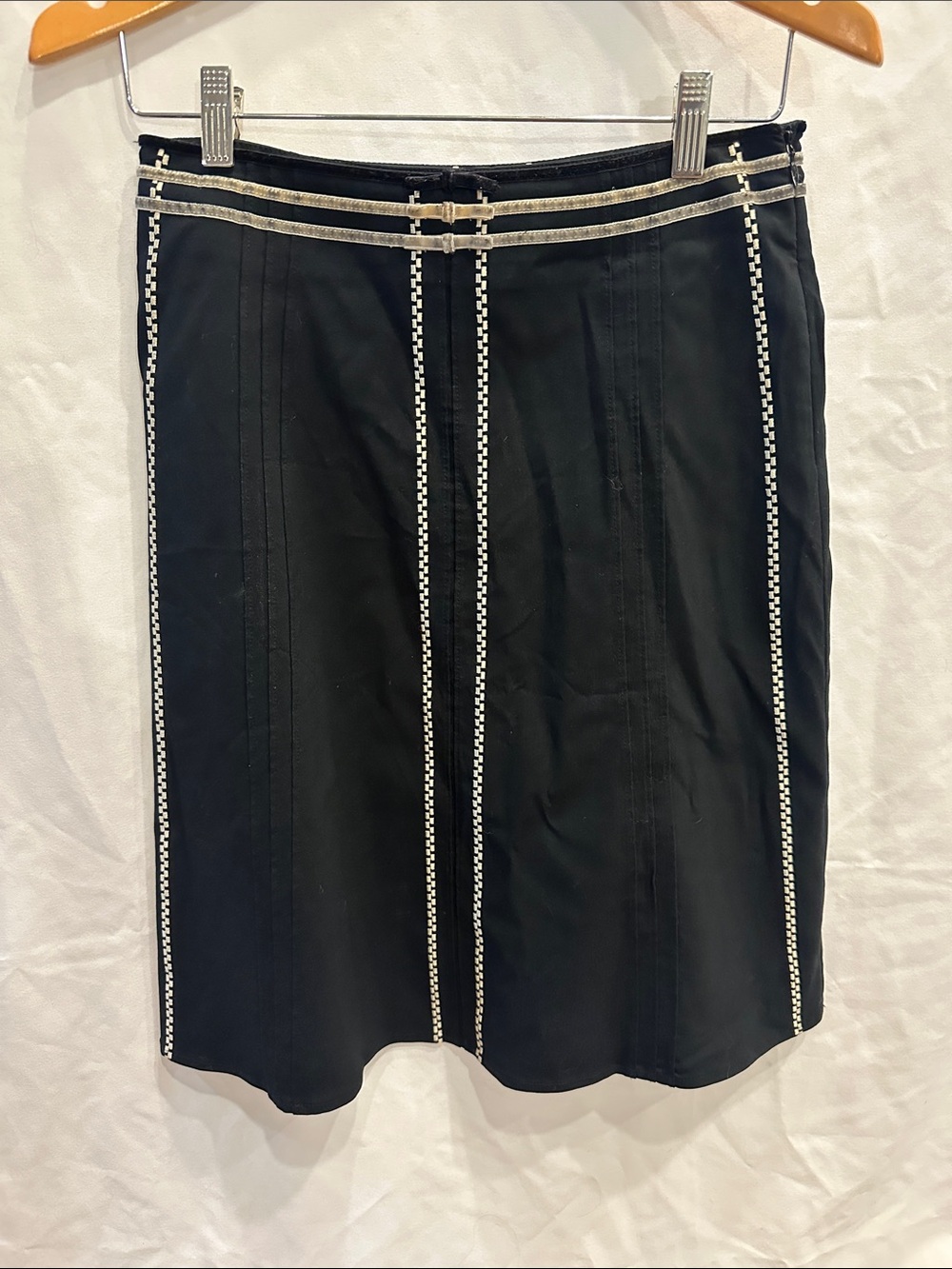 Black Pencil Skirt with White Trim, Elevenses brand, size 0